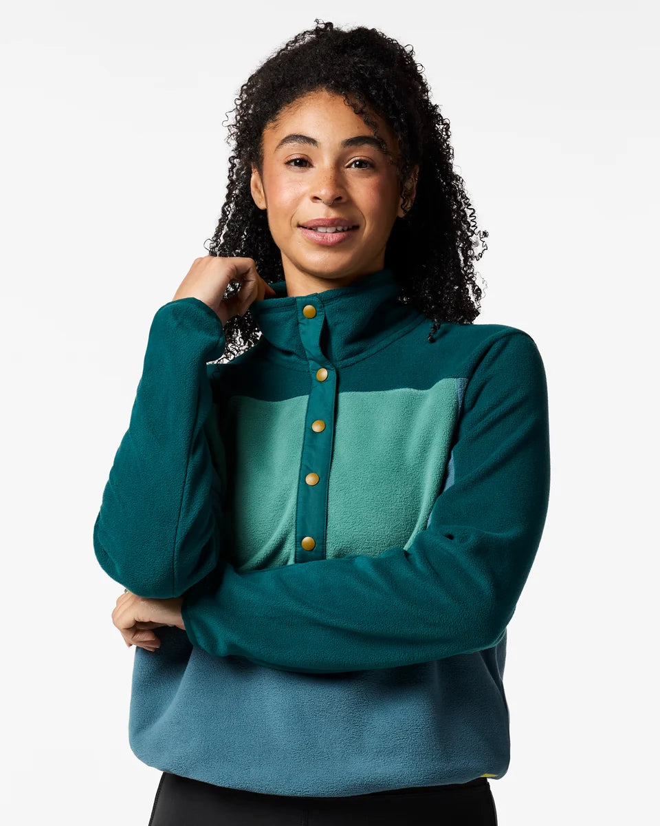 Encima Fleece Pullover - Women's - Deep Ocean and Firefly