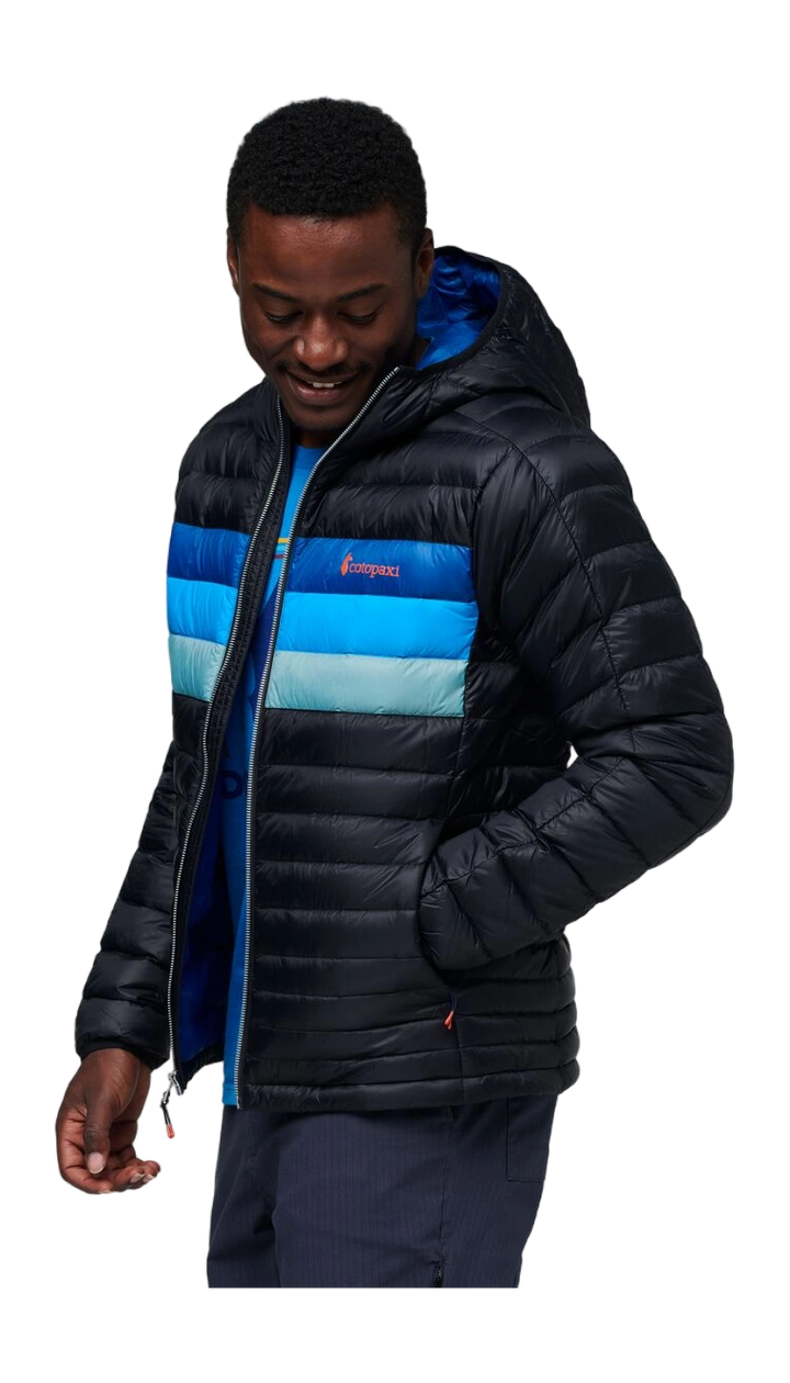 Fuego Down Hooded Jacket Black & Pacific Stripes thumbnail 5