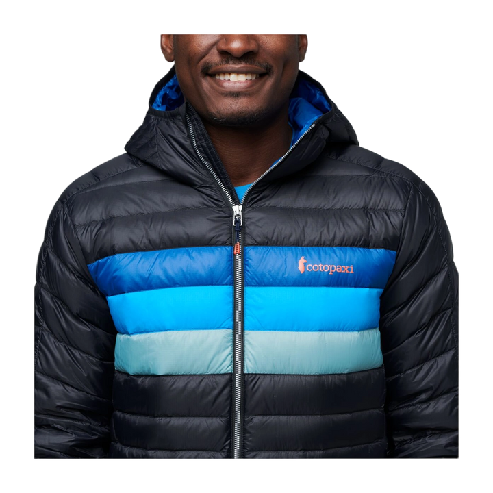 Fuego Down Hooded Jacket Black & Pacific Stripes thumbnail 1