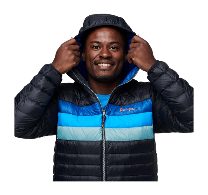 Fuego Down Hooded Jacket Black & Pacific Stripes thumbnail 2
