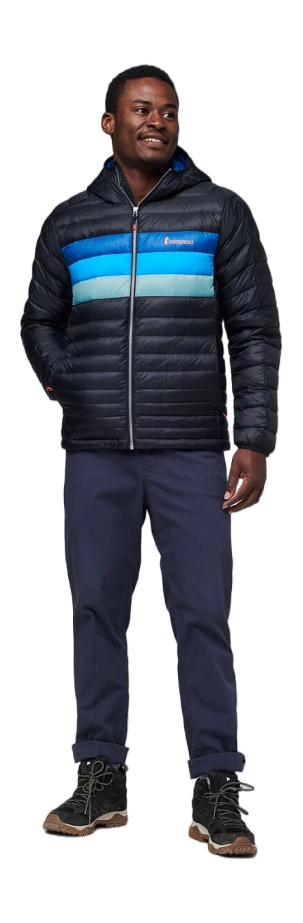 Fuego Down Hooded Jacket Black & Pacific Stripes 4