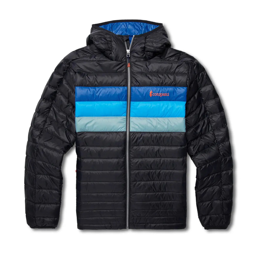 Fuego Down Hooded Jacket Black & Pacific Stripes 3