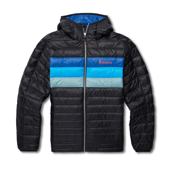 Fuego Down Hooded Jacket Black & Pacific Stripes thumbnail 3