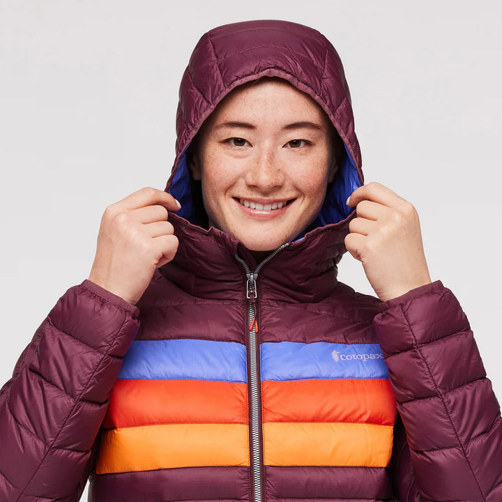 Fuego Down Hooded Jacket - Wine Stripes thumbnail 2