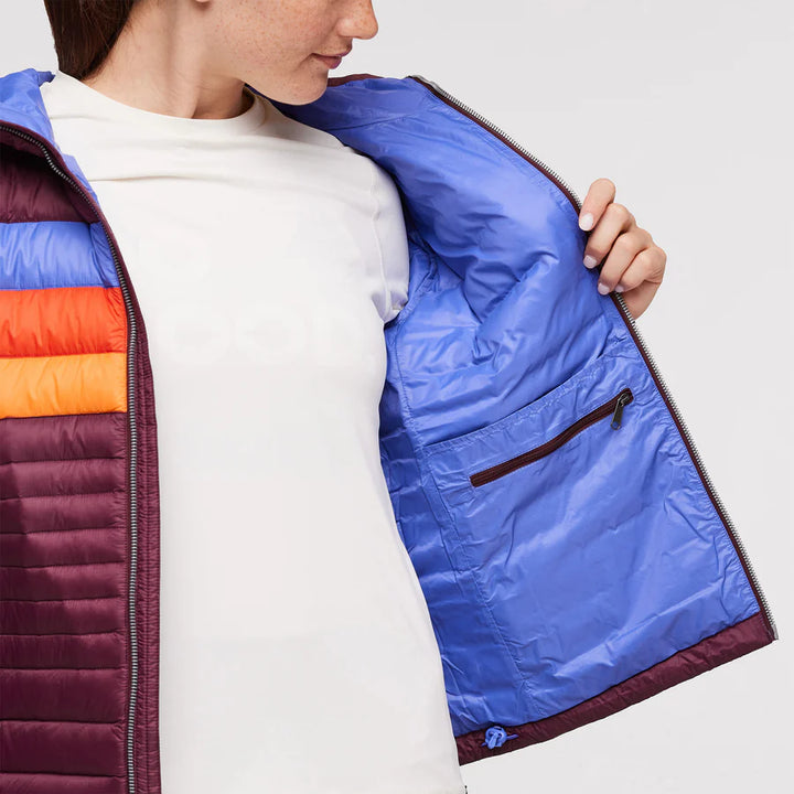 Fuego Down Hooded Jacket - Wine Stripes thumbnail 4