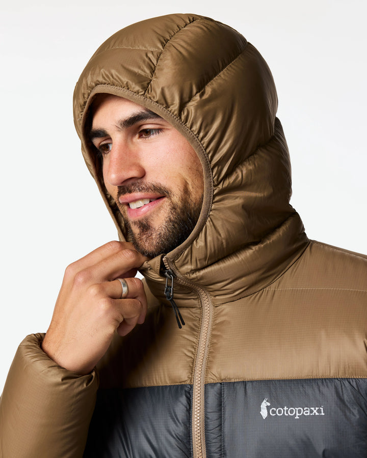 Fuego Max Down Hooded Jacket - Men's - Dune Charcoal and Black thumbnail 1