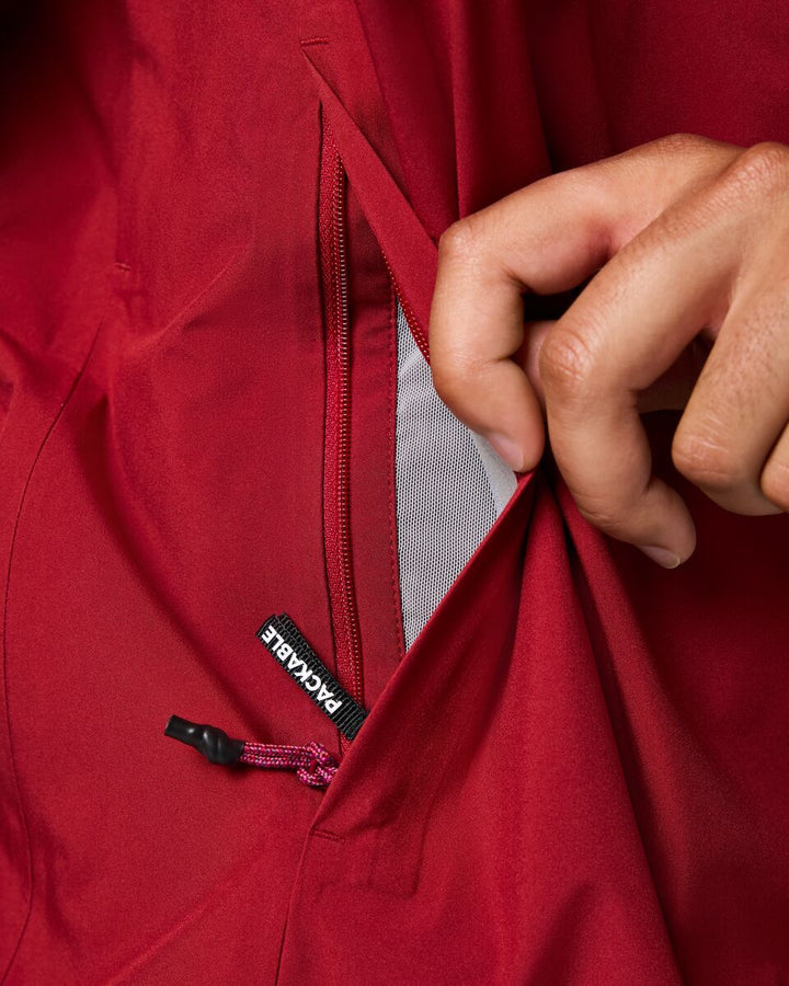 Impermeo 3L Hooded Shell Jacket - Men's - Crimson thumbnail 7